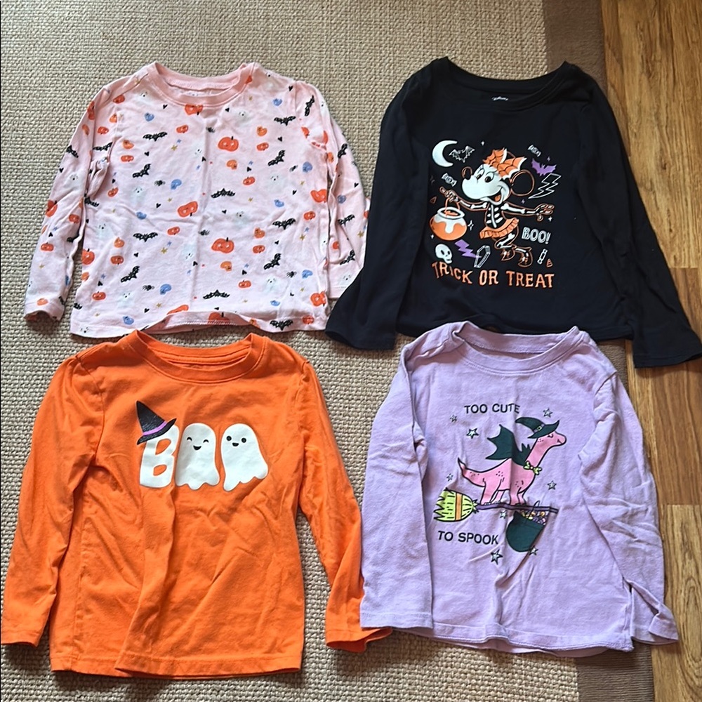 Girls Halloween 4T Long-Sleeve Shirt Lot | 4 Pieces
